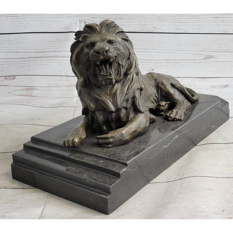 Antoine Barye Recumbent Guardian Lion – Clic Bronze Sculpture On Marble Base