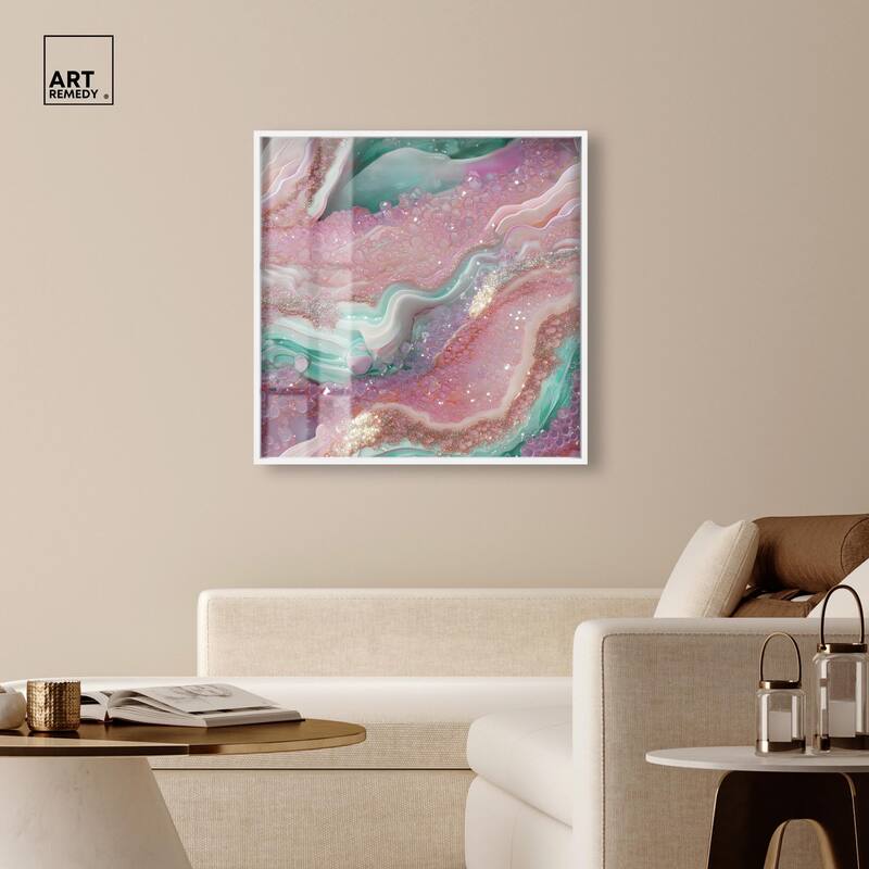 Pink and Mint Crystal III Shadowbox by Art Remedy