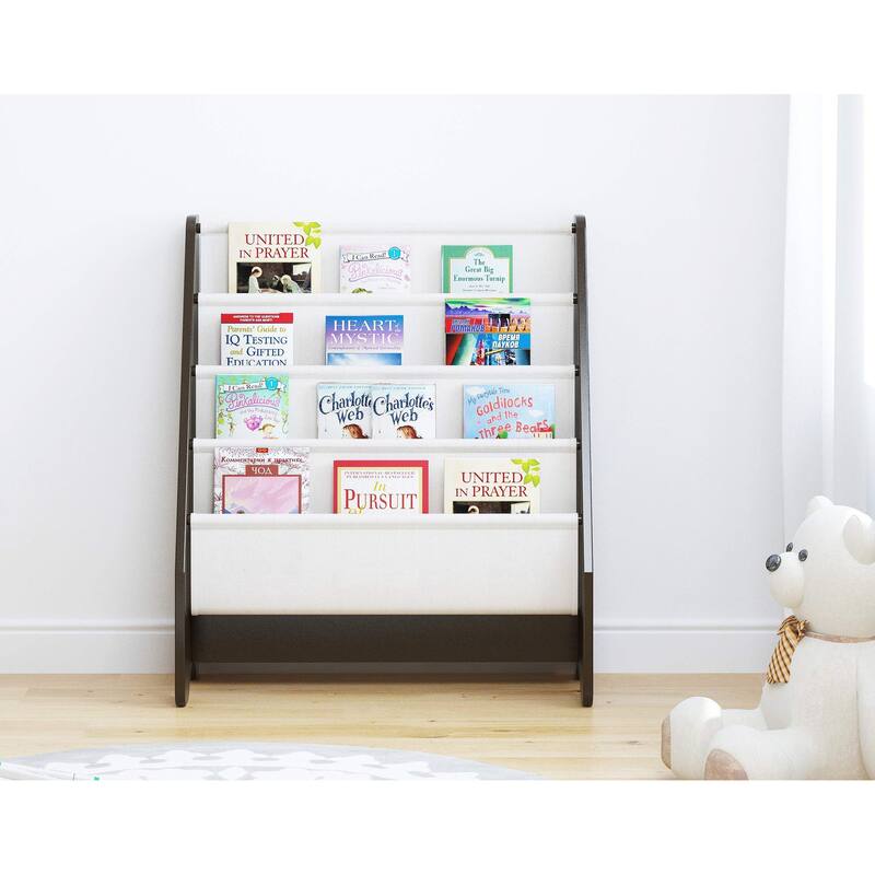 UTEX Kids Sling Bookshelf, Magazine Rack,Book Rack for Kids,Book Organizer - Brown