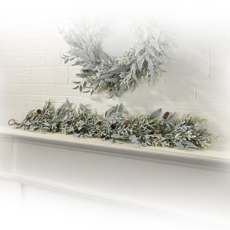48" Sage/Mini Spruce with Cones Garland - Grey Green - 48-Inch
