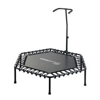 Machrus Upper Bounce 50" Mini Trampoline with Adjustable T-Shaped Handrail - Hexagonal Rebounder Fitness Trampoline