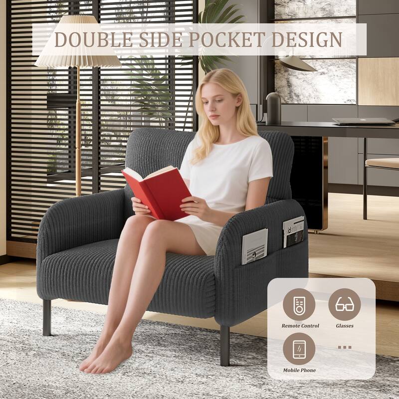 Comfortable Monochrome Single Person Wide Seat Chair, Suitable For Living Rooms And Bedrooms