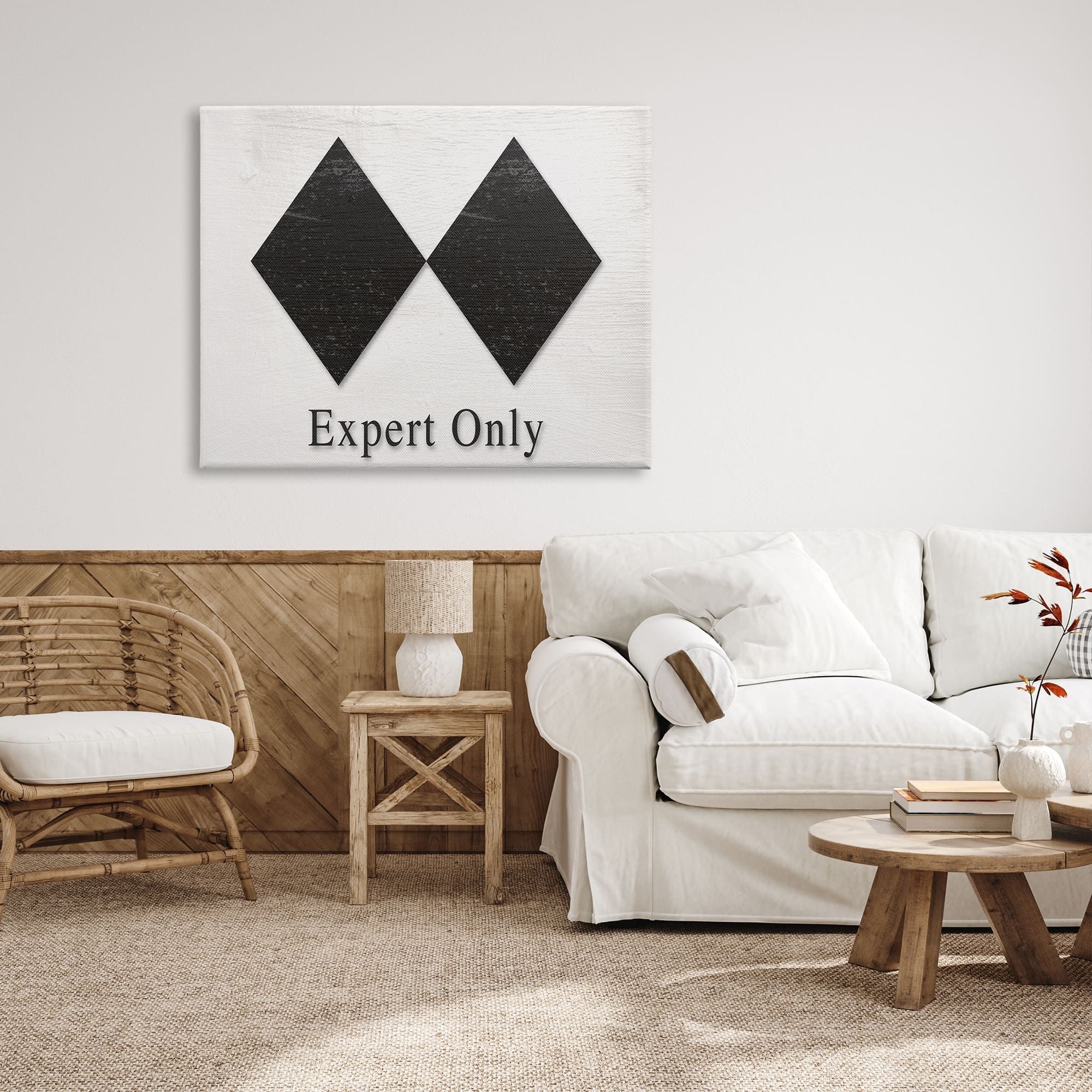 Stupell Double Black Diamond Ski Sport Symbol Experts Only Canvas Wall