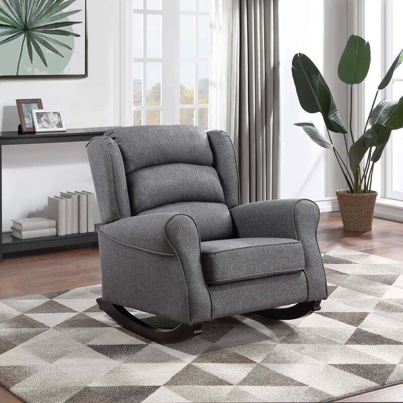 Grey Rocking Chair with Flared Arm