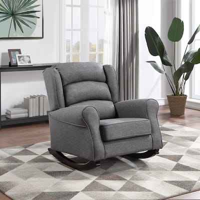 Grey Rocking Chair with Flared Arm