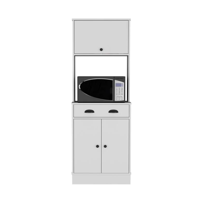 Compact Kitchen Pantry Cabinet Microwave Stand, Engineered Wood and Particle Board