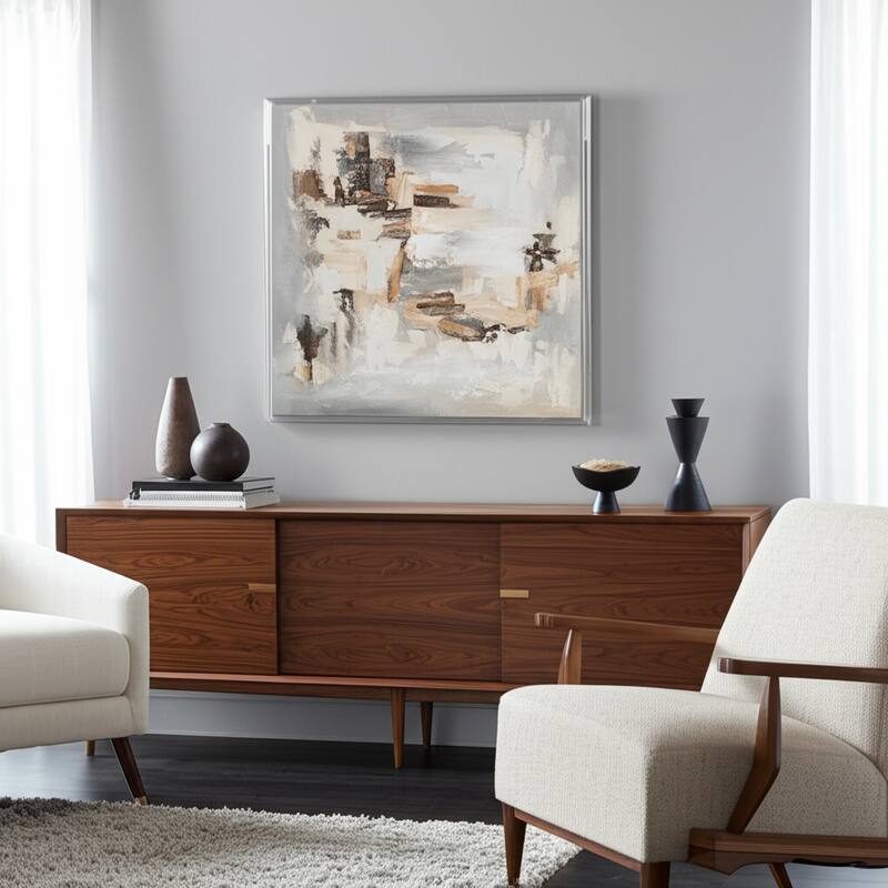 Canvas Wall Art Wood Frame Abstract Textured Modern Decor - 40" Multi - Wood - Multi - 40" x 2" x 40"