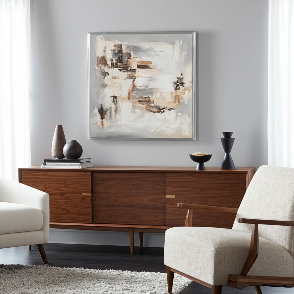 Canvas Wall Art Wood Frame Abstract Textured Modern Decor - 40" Multi