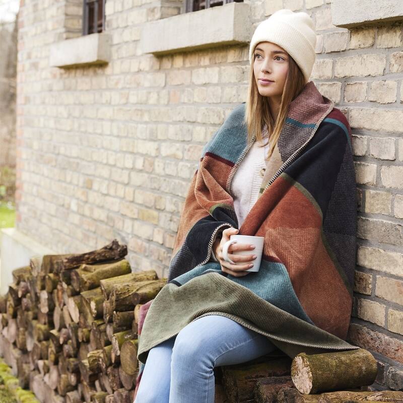 IBENA Cotton Blend Fall Inspired Soft Cozy Throw Blanket 'Alexandria' - 59x78in