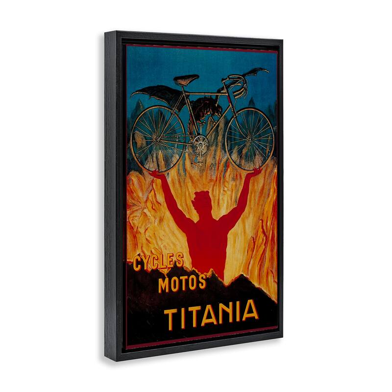 Stupell Vintage Dragon & Bicycle Framed Floater Canvas Wall Art Design By Marcus Jules