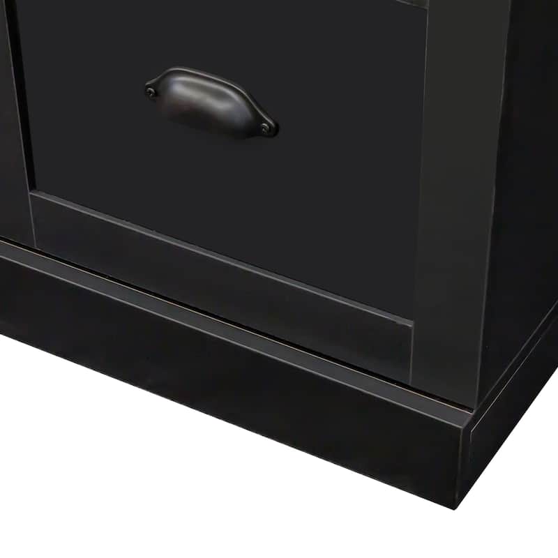 Hall Tree Entryway Cabinet with Wood Bench & Hooks, Coat Rack Storage Cabinet with Adjustable Shelves