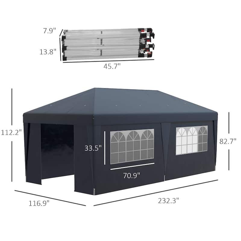 10' x 19.5' Adjustable Pop-Up Canopy Tent with Sidewalls, Double Doors, and Wheeled Carry Bag