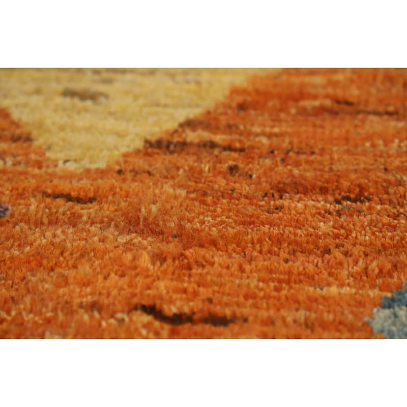 Orange Tribal Moroccan Oriental Rug Handmade Wool Carpet - 5'5" x 6'3"