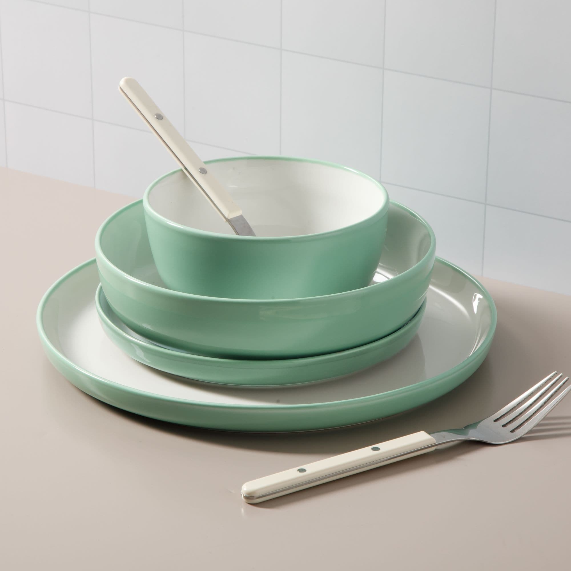 Sur La Table Kitchen Essentials 16-Piece Two-Tone Porcelain