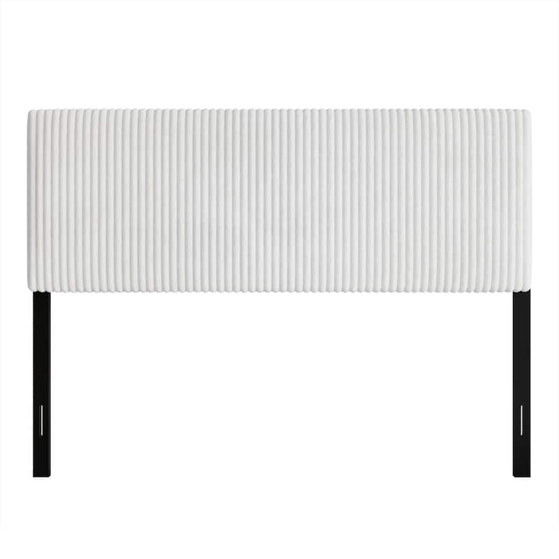 CraftPorch Corduroy Modern Upholstered Pleated Velvet Headboard - White - Queen