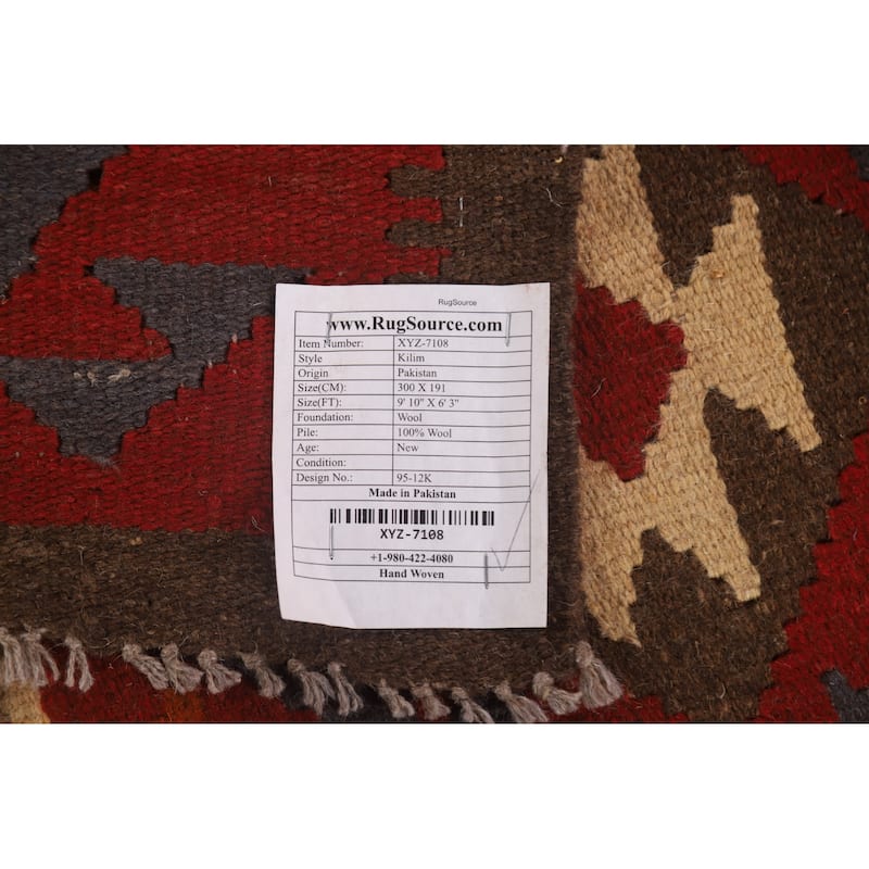 Reversible Tribal Kilim Oriental Rug Hand-woven Bedroom Wool Carpet - 6'3" x 9'10"