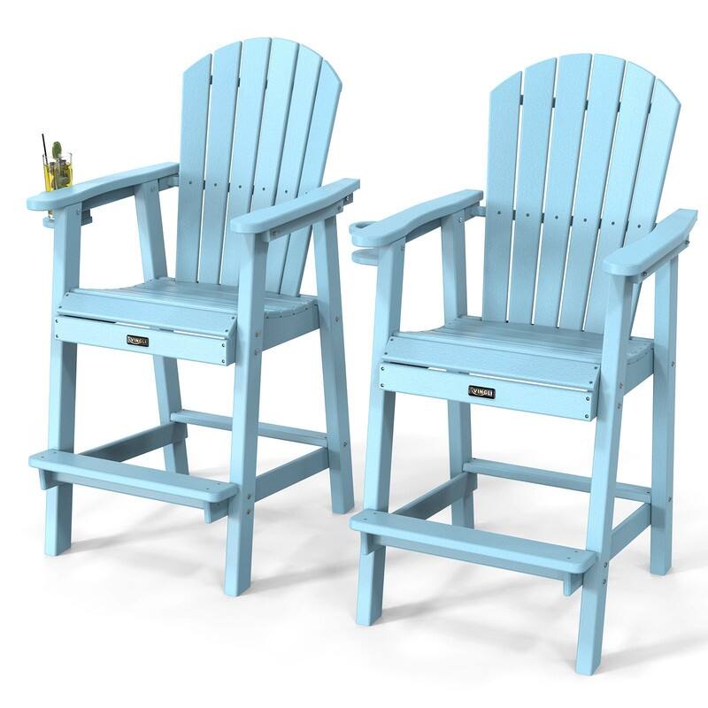HDPE Adirondack Bar Stools with Cup Holder