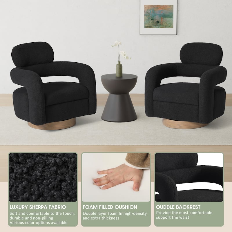 Bayville 29" Wide Sherpa Swivel Chair (Set of 2)