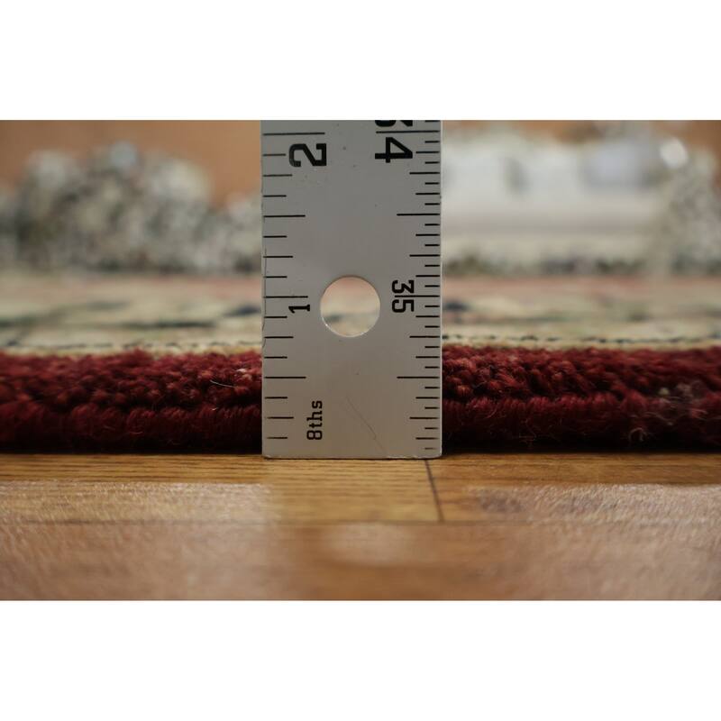 Hand Knotted Oriental 100% Wool Carpet Traditional All-Over Red Agra Area Rug - 9' 2'' X 6' 1''