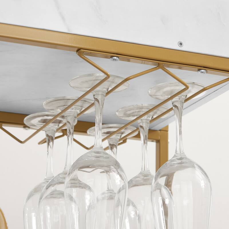 6-Tier Bar Cart, Slide Bar Serving Cart,Wine Cart,Beverage Cart with Wine Rack and Glass Holder,Rolling Drink Trolley