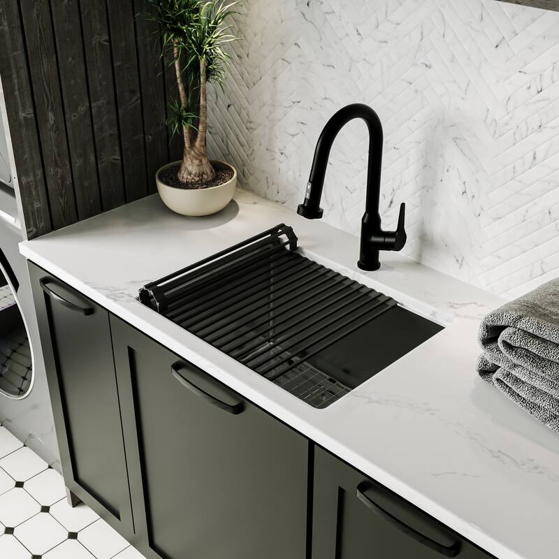 Karran Fusion Undermount 23-in x 18-in Stainless Steel Single Bowl Workstation Kitchen Sink