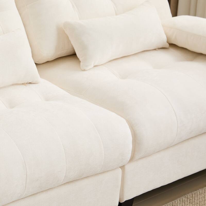 67-Inch Chenille Loveseat Sofa with 4-Position Adjustable Backrest, 2 Throw Pillows, 2-Seater Sofa Couch for Livingroom Apatment