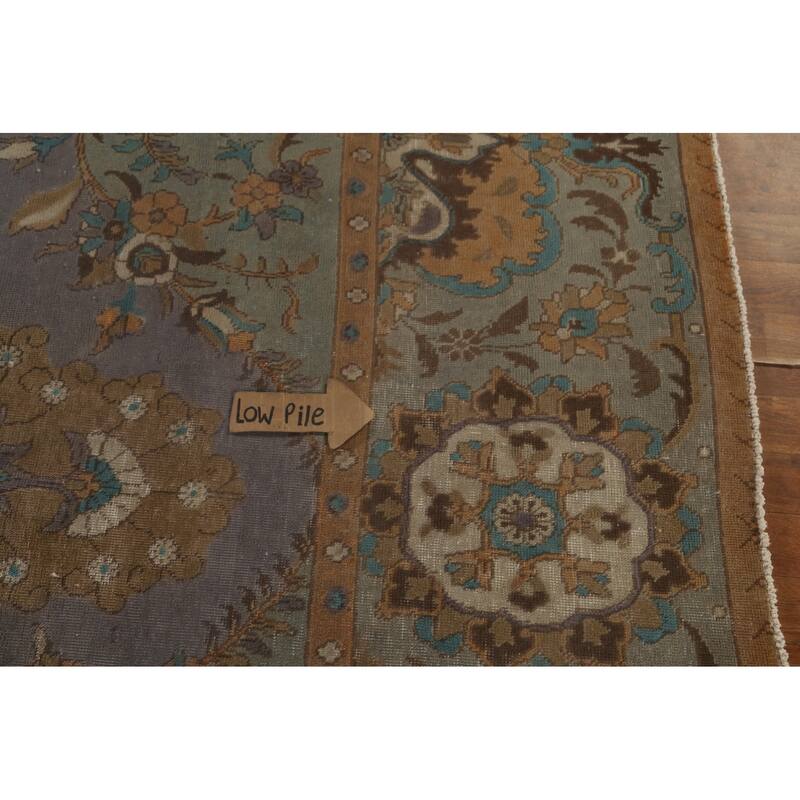 Over-Dyed Purple Tabriz Persian Vintage Rug Handmade Wool Carpet - 9'8"x 13'2"