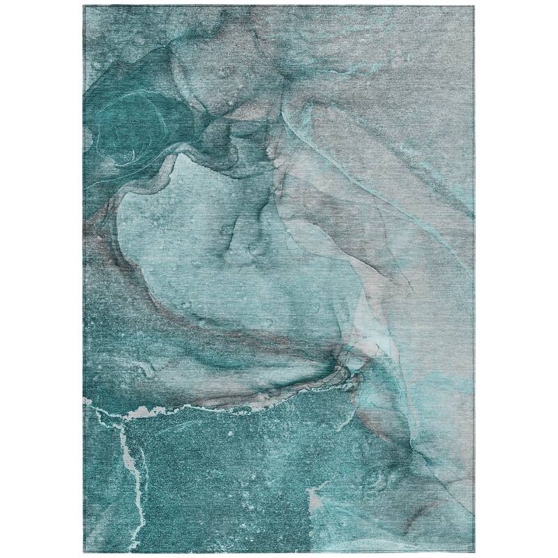 Machine Washable Indoor/ Outdoor Abstract Chantille Rug