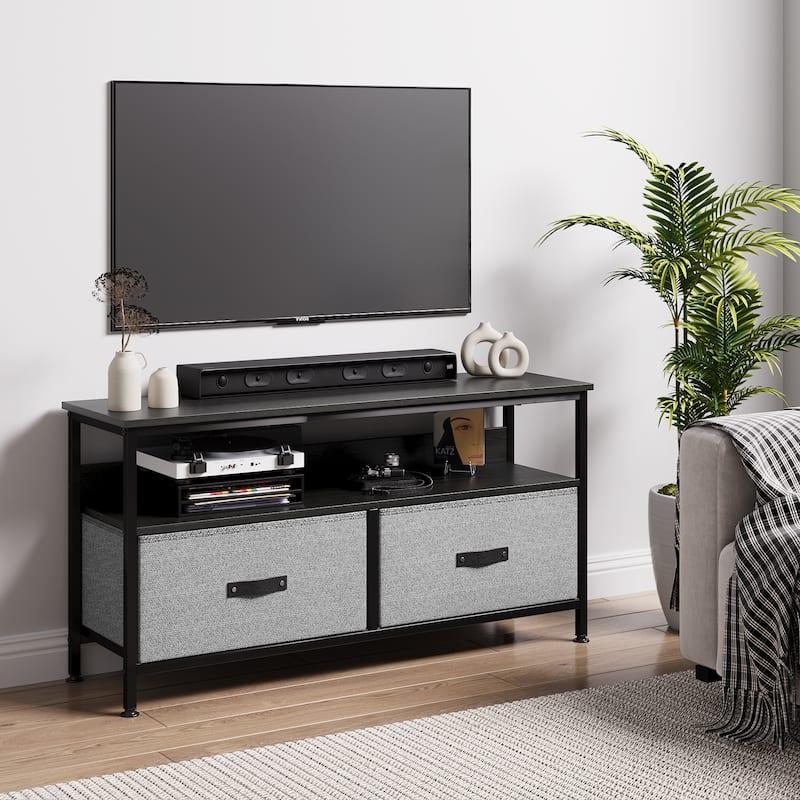 Multi-Functional TV Stand and Dresser for Bedroom with 2 Drawers - 42 inches