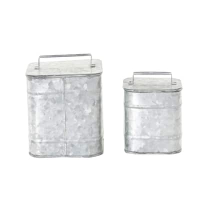 Metal Decorative Canisters - Set of 2 Silver - Roche River Decor