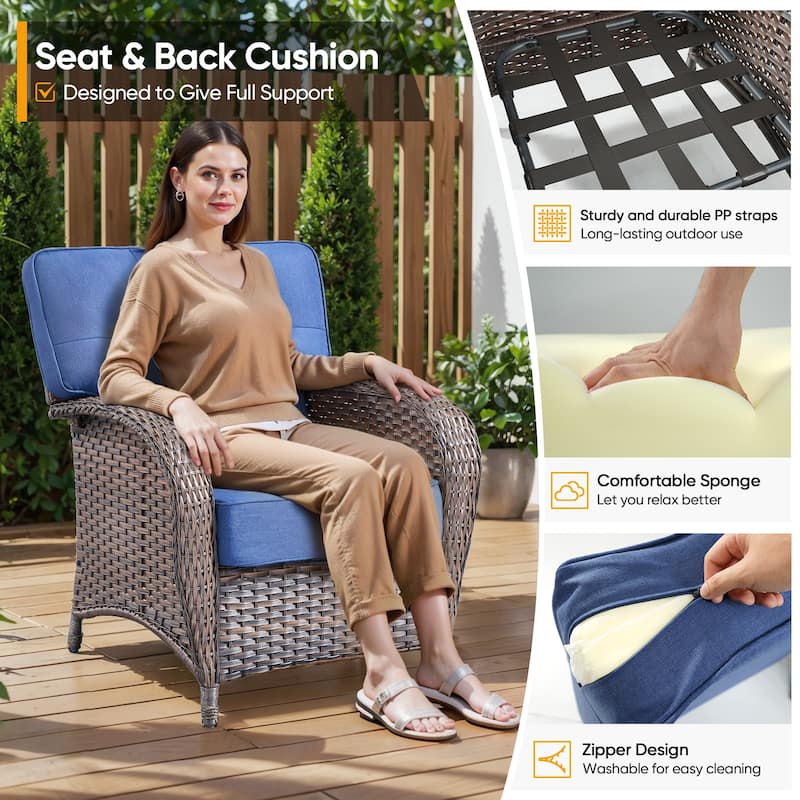 Pocassy Ooutdoor Fire Pit Table with Sofa Patio Chair Set