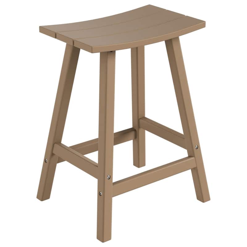 Polytrends Laguna Hdpe All Weather Outdoor Patio 24" Saddle Seat Counter Stool (Set Of 2)