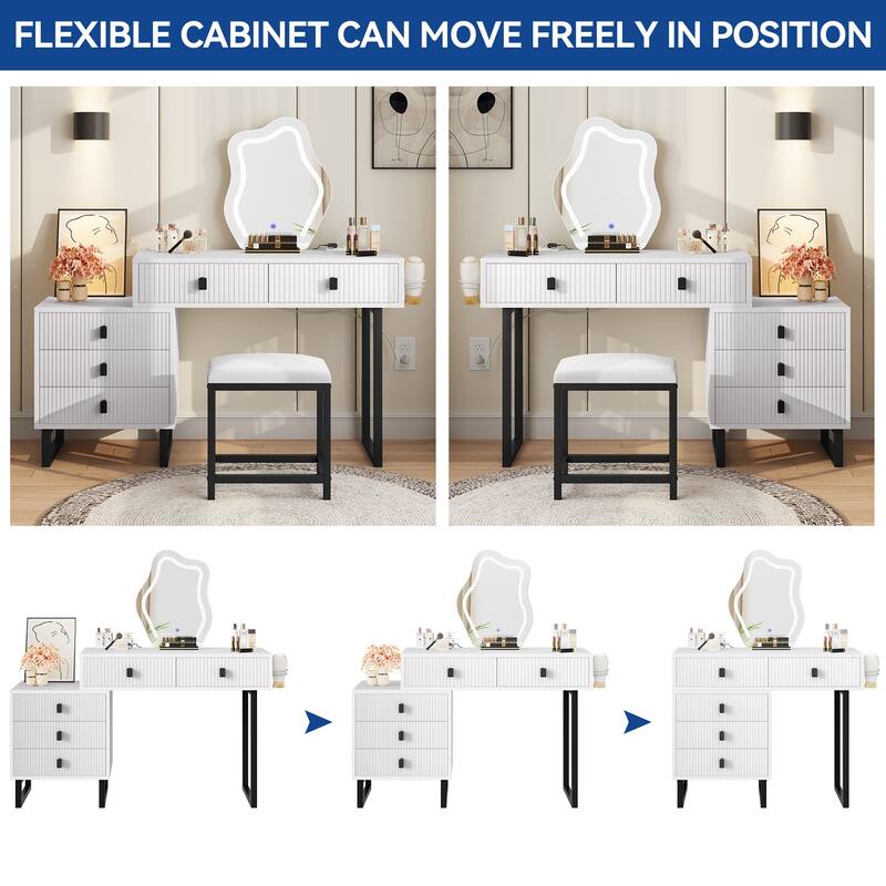 Moasis Expandable Cloud Vanity With Built-in Socket and Lighted Mirror - 49.90'' H X 51.10'' W X 15.70'' D
