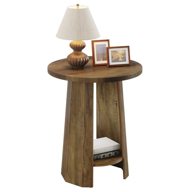 Small Round End Table Side Table for Sofa Couch Living Room