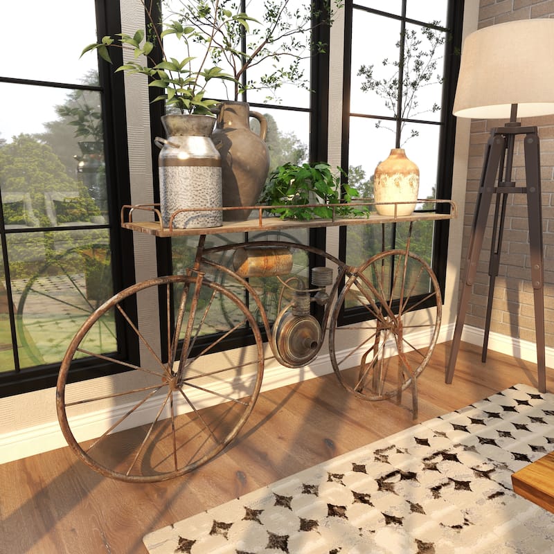 Bronze Metal Indoor Outdoor Weathered Vintage Bike Indoor Outdoor Plantstand