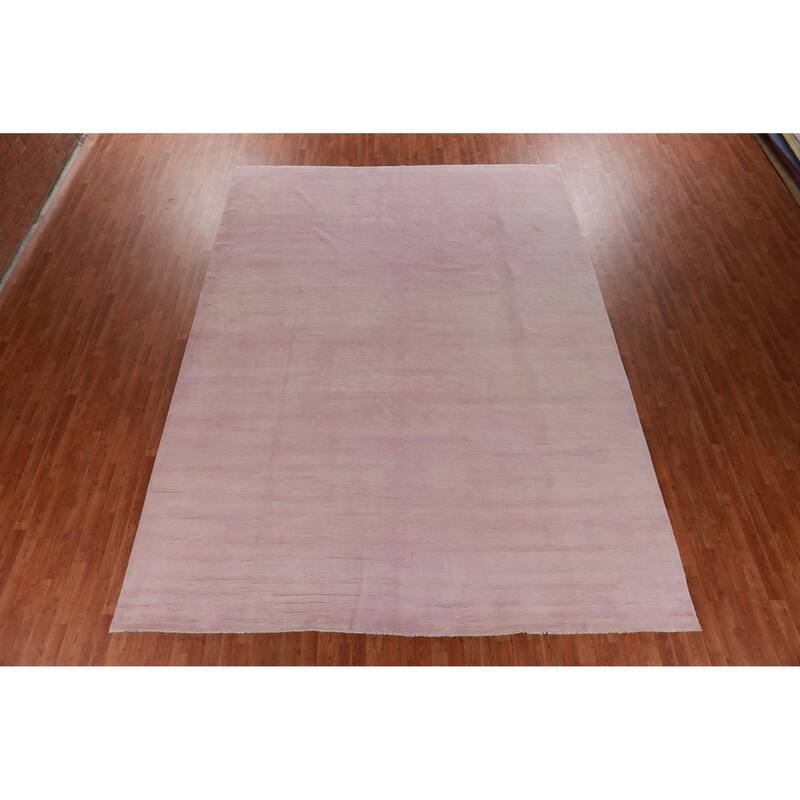Hand Knotted Oriental 100% Wool Carpet Modern Solid Purples Gabbeh Area Rug - 14' 0'' X 10' 2''