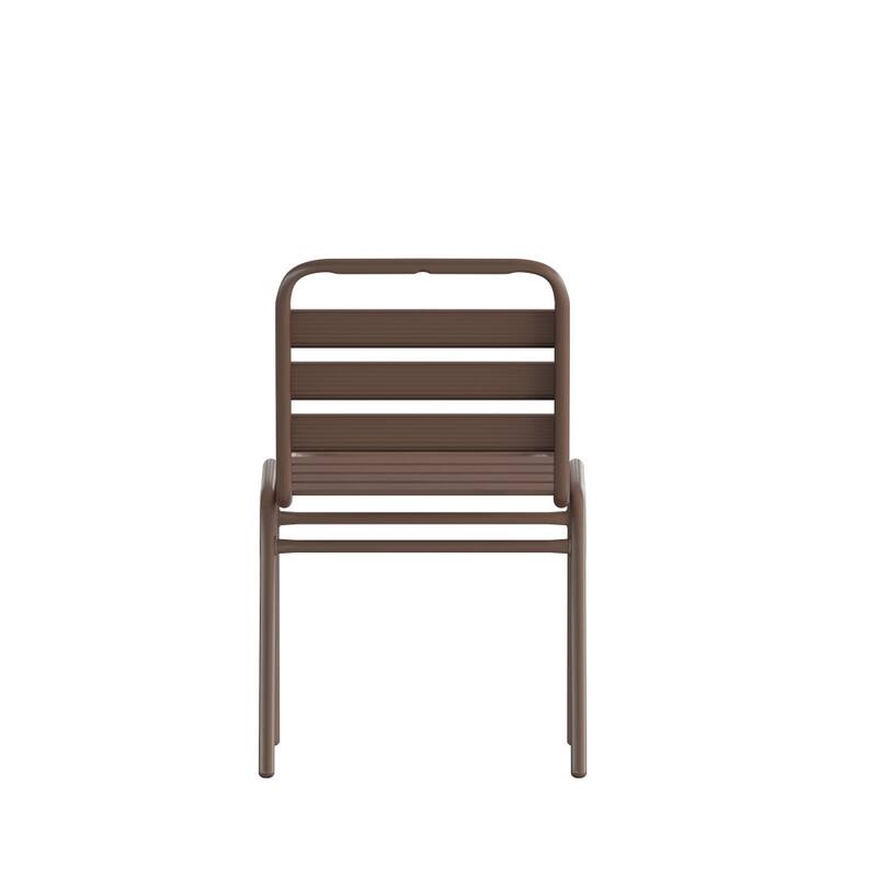 4PK Commercial Aluminum Indoor-Outdoor Restaurant Stack Chair - Triple Slat Back