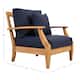 SAFAVIEH Couture Freida Wood Patio Arm Chair - 31.4" W x 35.6" L x 32.6" H - 31"W x 36"D x 33"H