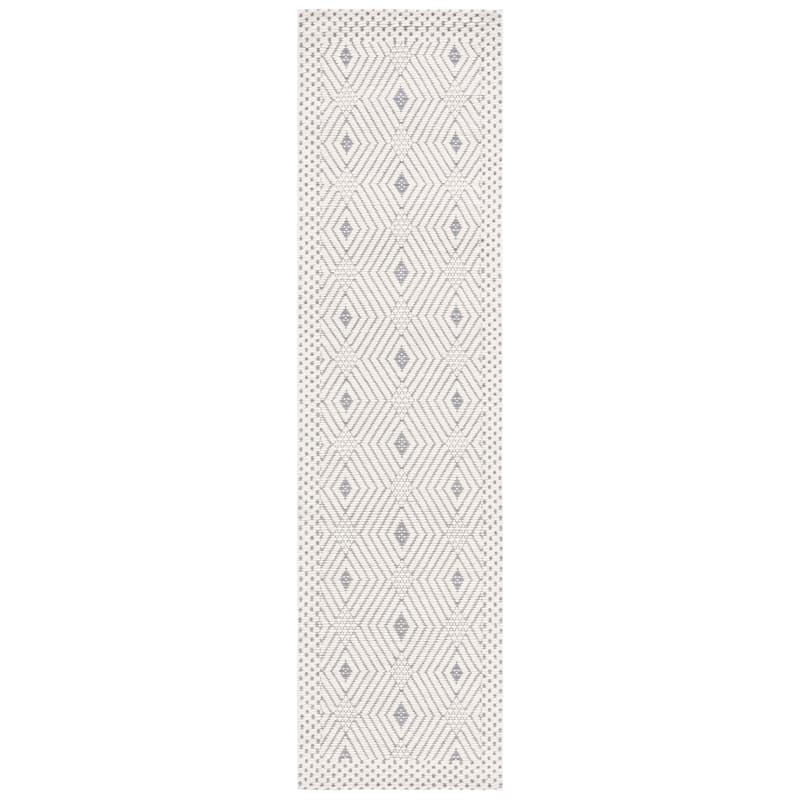 SAFAVIEH Handmade Marbella Matxalen Modern Wool Rug - 2'3" x 9' Runner - Ivory/Grey