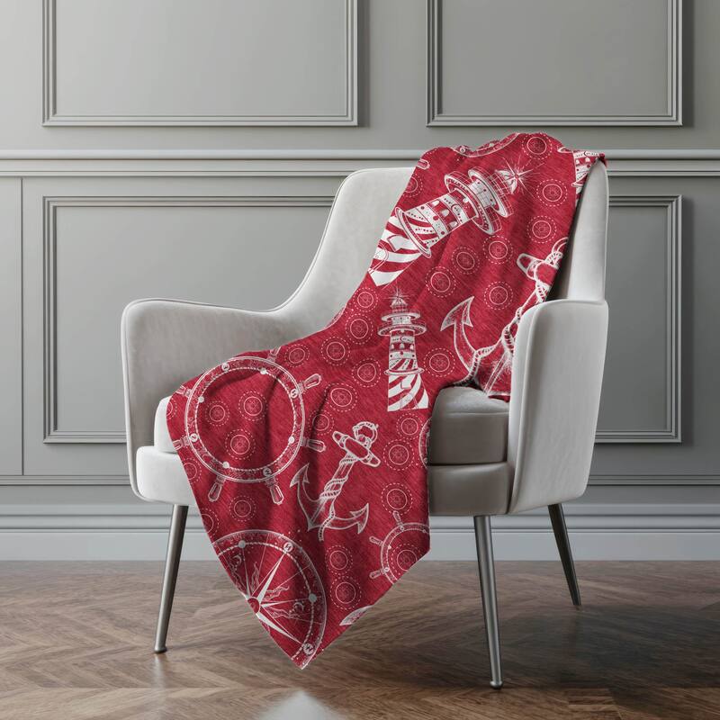 Premium Machine Washable ASB154 Coastal Lighthouse Sherpa Throw Blanket