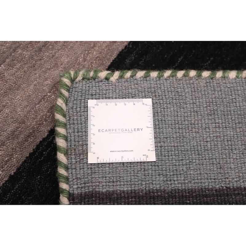 ECARPETGALLERY Hand Loomed Kashkuli Gabbeh Dark Navy, Green Wool Rug - 7'0 x 9'9