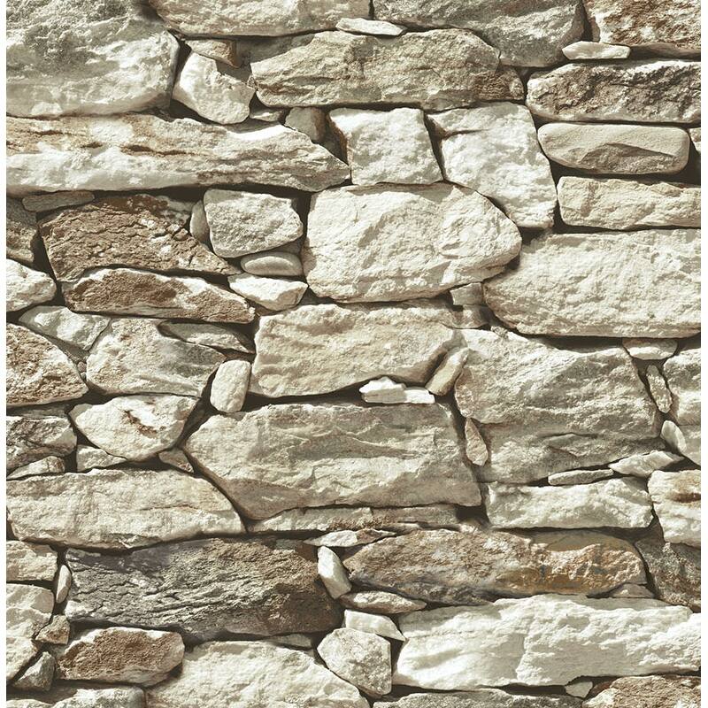 Seabrook Designs New York Fieldstone Unpasted Wallpaper - 20.5 in. W x 33 ft. L - Sandstone