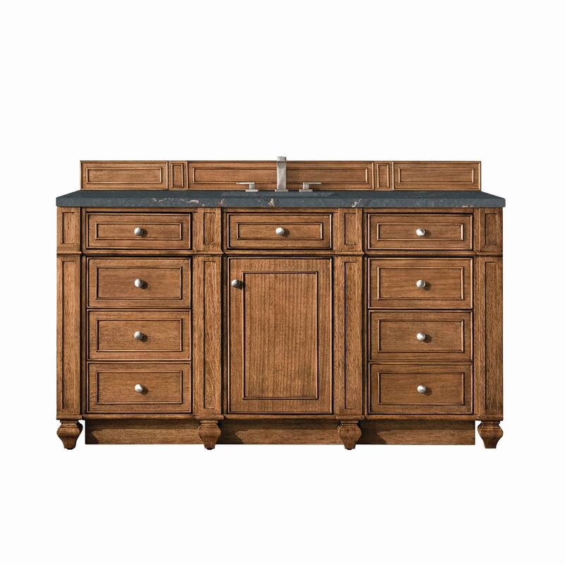 James Martin Vanities 157-V60S-3PBL Bristol 60" Single Basin Walnut - Saddle Brown