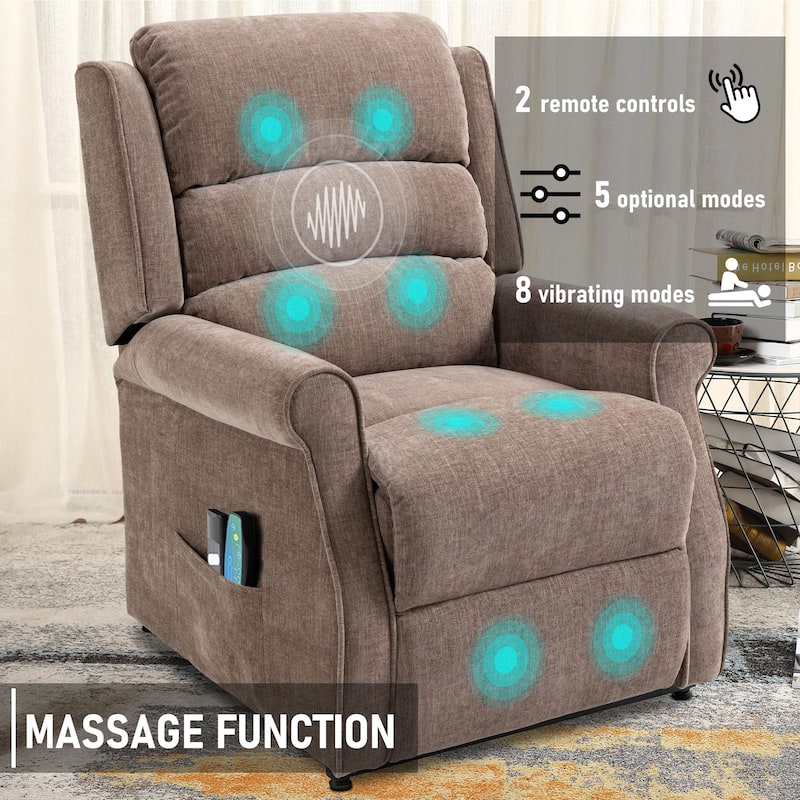 Clihome Chenille Fabric Power Lift Recliner Chair with Massage