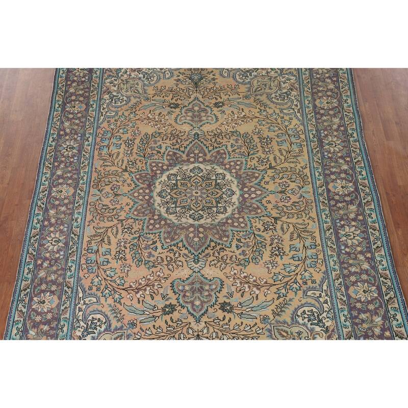 Tabriz Persian Vintage Area Rug Hand-Knotted Wool Carpet - 6'9"x 9'9"