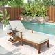 preview thumbnail 13 of 16, Outdoor Solid Wood Chaise Lounge, Patio Reclining Daybed with Wheels
