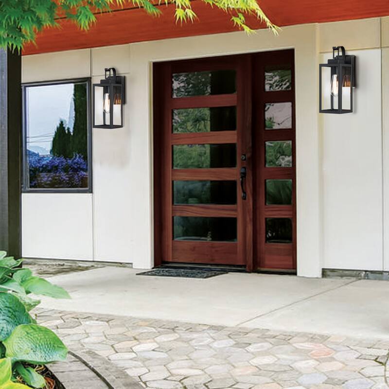 Martin 1-Light Black Outdoor wall Lantern Sconces (2-Pack)(Dusk to Dawn Could be Chosen)