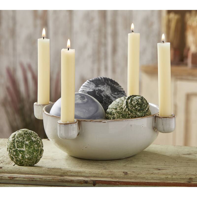 Four Taper Candle Holder Ceramic Bowl