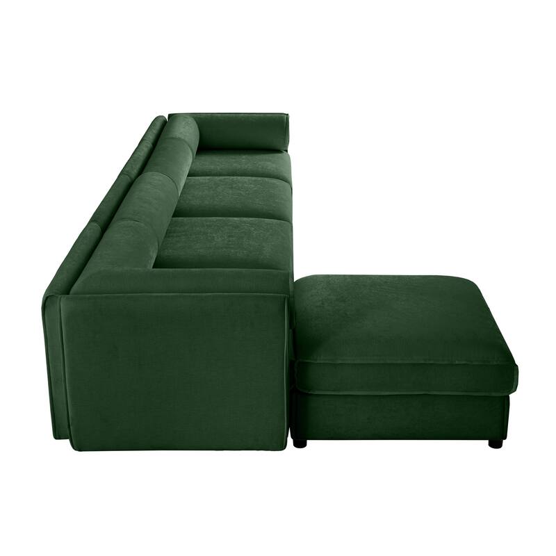 Modern 5-Piece L-Shaped Modular Sofa with Storage & 1 Storage Ottoman