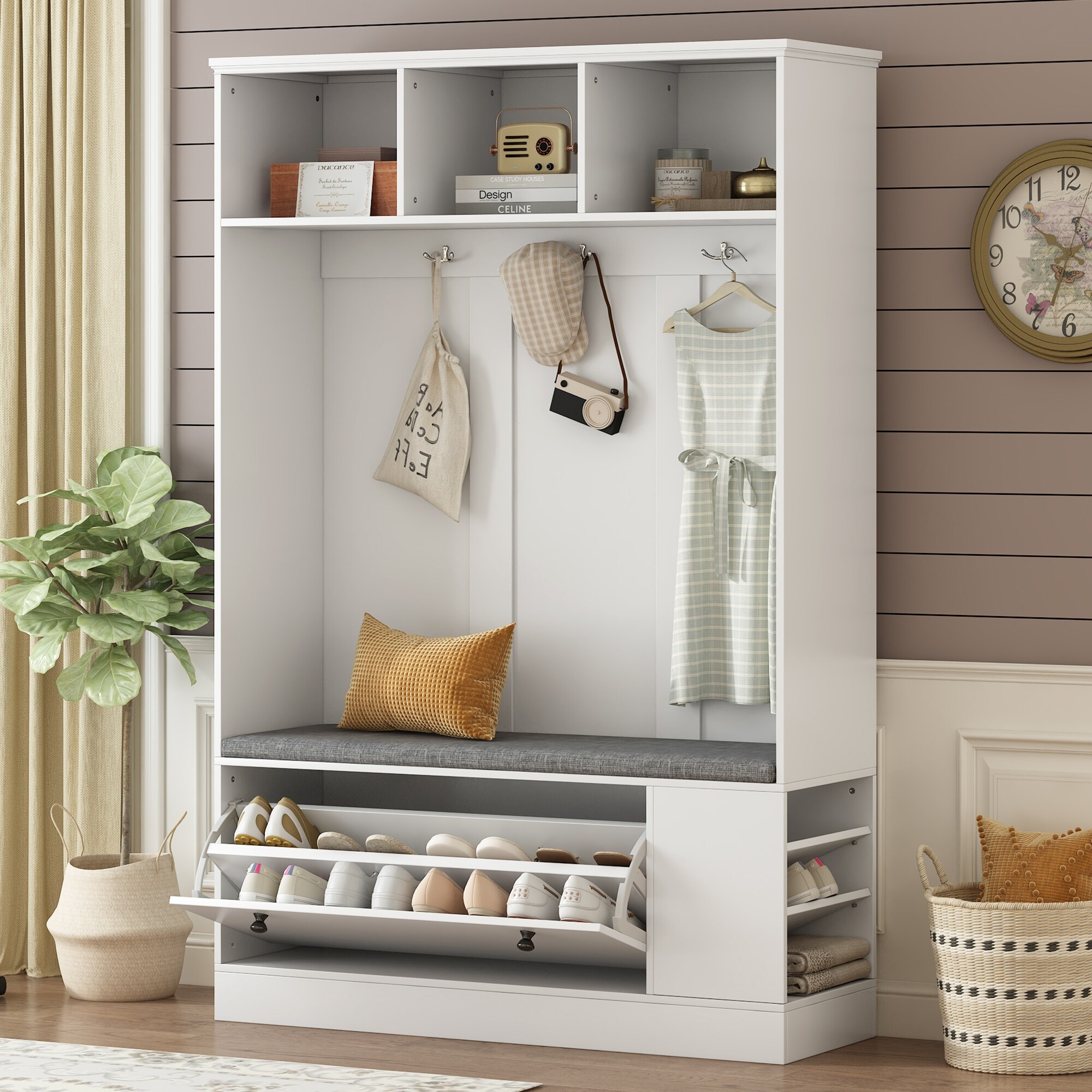 Hallway bench with coat hooks on sale